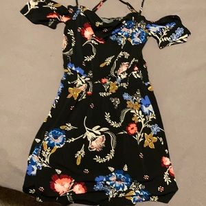 Black floral skater dress